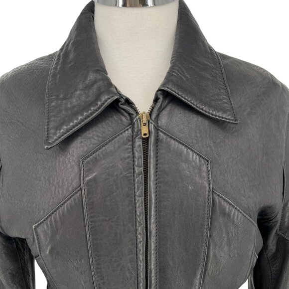 Hideout Vintage Womens Leather Jacket Moto Apparel Black Size 36 - Picture 15 of 16